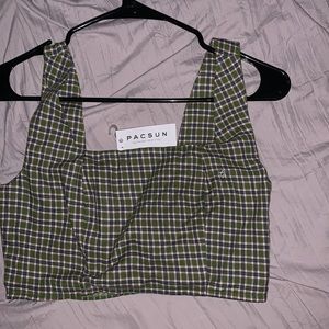xs brand new green plaid top